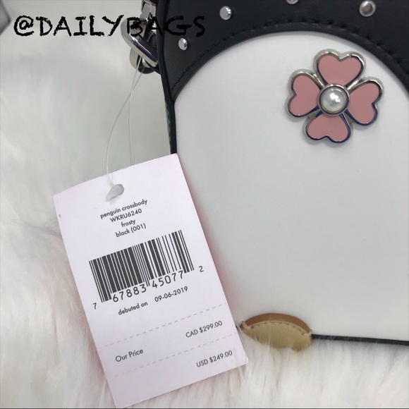 KATE SPADE PENGUIN CROSSBODY BLACK FROSTY WHITE - Picture 8 of 8